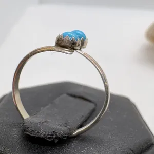 Sterling Silver Kingman Turquoise Adjustable Bypass Ring Size 5.5 0.83g thumbnail 5