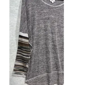 BKE‎ Womens Grey Heathered Striped Sleeve Oversized Knit Top Size M thumbnail 3