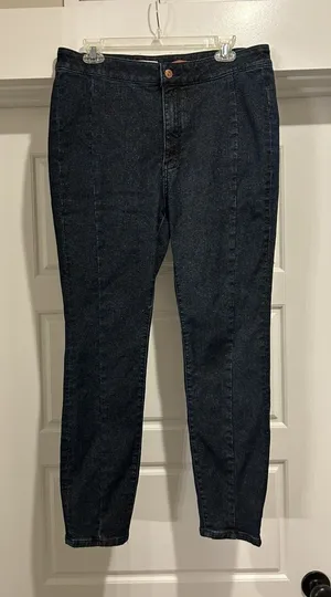 Anthropologie Pilcro High Rise Denim Legging Dark wash Metallic Shimmer Size 32 thumbnail 1