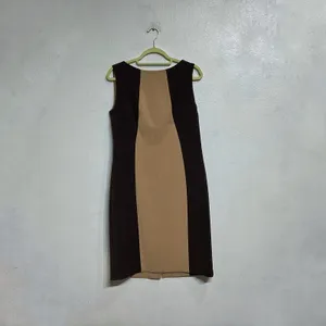 Anne Klein Tan Black Colorblock Sheath Dress Career Midi Sz 12 thumbnail 2