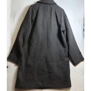 Uniqlo Herringbone Car Coat Charcoal Grey Button Front Overcoat thumbnail 5