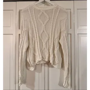 Wild Fable white cotton cableknit sweater size xs Cabincore thumbnail 2