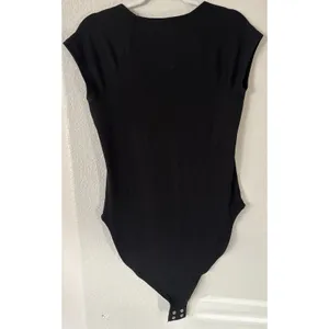 Old Navy Black Ribbed Stretch Sweetheart Neck Thick Material Bodysuit Women's L thumbnail 2