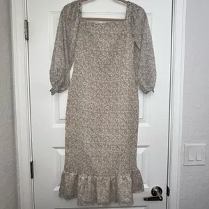New, Worth Collective Cameron Smocked Ruffle Midi Dress Size M thumbnail 4