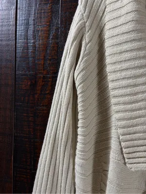 Vintage Light Beige Open-Front Duster Cardigan Sweater thumbnail 6