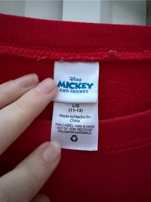Disney Mickey & Friends Vintage Red Sweatshirt Goofy Sleeve Juniors L 11-13 thumbnail 2