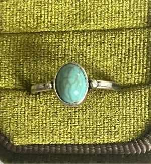 Vintage/Boho Design Faux Turquoise Stainless Steel Silver Ring Size 6 NWT thumbnail 1