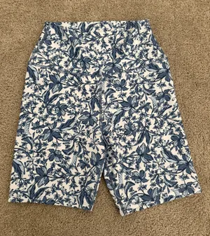 Blue floral biker shorts thumbnail 1