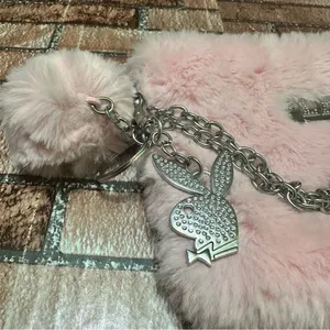 PLAYBOY Pink Fur Clutch with Silver Accents thumbnail 12