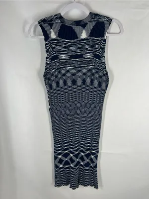 See by Chloé Navy & White Geometric Ribbed Knit Dress XL thumbnail 8