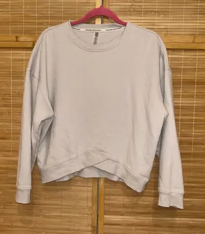Calvin Klein Performance cropped crewneck sweatshirt light beige woman’s large thumbnail 1