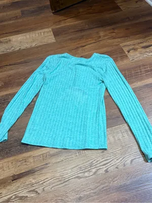 Ribbed ZENANA Long Sleeve Top - Teal thumbnail 4