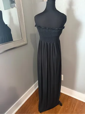 Juicy Couture Y2K Smocked Strapless Maxi Dress Boho Minimalist Large thumbnail 4