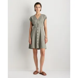 Quince Vintage Wash Tencel Button Front Dress Sage Green Large thumbnail 2
