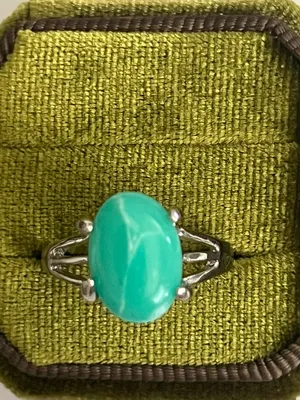 Elegant/Classic Titanium Steel Turquoise Marble Design Ring Size 9 NWT thumbnail 2