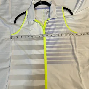 Slazenger Sleeveless Golf Tank Top w/Neon Yellow Trim Striped Pattern‎ White-M thumbnail 4