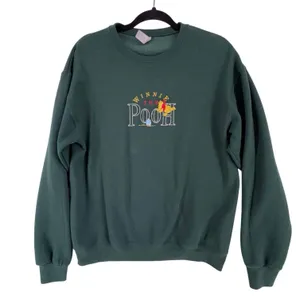 Vintage Winnie the Pooh Embroidered Green Sweatshirt Jerzees NuBlend M Grandma thumbnail 1
