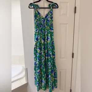 Monteau Green and Blue Floral Maxi Dress Size Small NWT thumbnail 2
