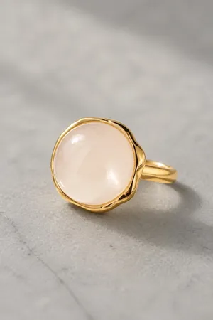 &merci Gorgeous Stainless Steel Golden Embellished Statement Ring Size 6 thumbnail 2