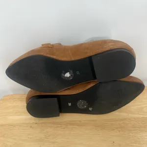 Hosis Brown Suede Loafers with Gold Accents thumbnail 14