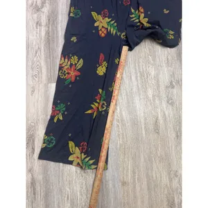 Toad&Co Womens Navy Blue Tropical Floral Smocked Wide Leg Jumpsuit Large Pockets thumbnail 7