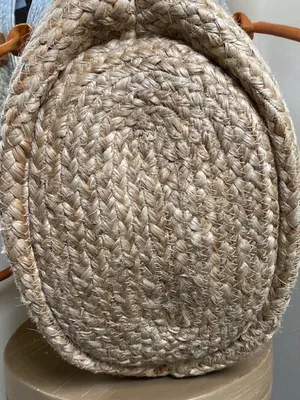 Metallic Silver & Natural Jute Tote with Tan Handles thumbnail 7