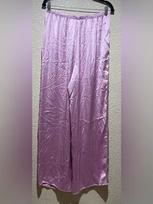 SKIMS Woven Shine Long Sleeve Sleep Set Pajamas Pink Rose Size M NWT thumbnail 11