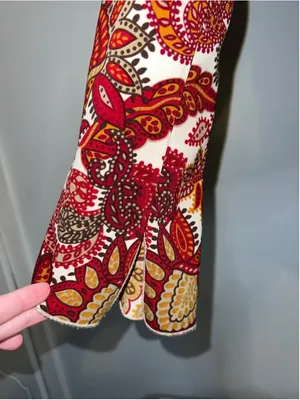 Women's Floral Paisley Orange Cream Red Paisley Blouse L thumbnail 4