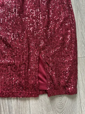 New Lulus Once in a Lifetime Wine Red Sequin Off-Shoulder Mini Dress MSRP $74 thumbnail 7
