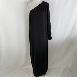 New Krisa One Sleeve Maxi One Shoulder Long Sleeve Side Slit Dress Black Size XS thumbnail 4