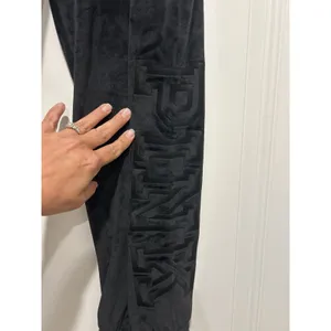 New PINK Victoria’s Secret Women’s Black Velour Jogger Pant Pockets Size XL Cozy thumbnail 2