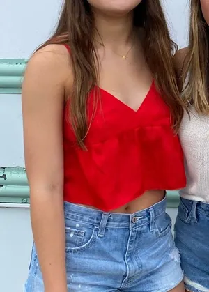 Urban Outfitters Red Satin Top thumbnail 1