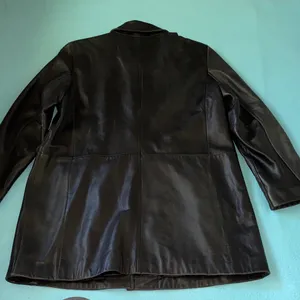 WORTHINGTON lambskin leather longline vintage classic button coat jacket size L thumbnail 4