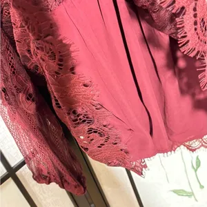Taylor & Sage COPY - Layson Elegant Lace Women's Top in burgundy red blouse thumbnail 6