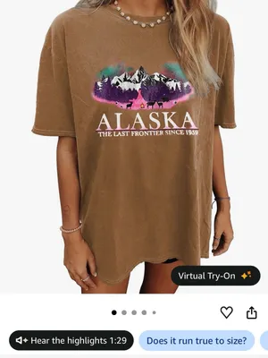 Amazon NWT Alaska Graphic Oversized T-Shirt Vintage Short Sleeve with Round Neck thumbnail 2