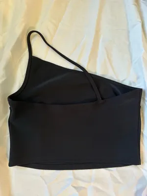 Abercrombie & Fitch One Shoulder Black Crop Tank Top thumbnail 5