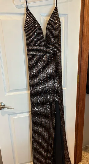 Sequin Prom Dress Black Size M thumbnail 1