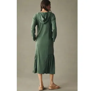 Anthropologie Daily Practice Green Hooded Maxi Dress Sz.XS thumbnail 4