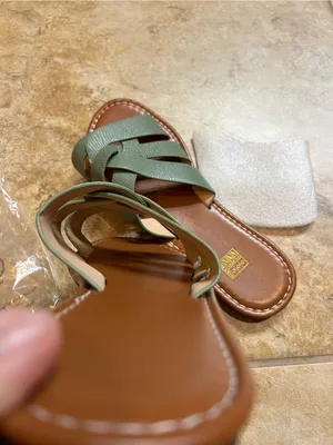 SHEIN Olive Green Braided Slide Slip On Sandals thumbnail 4