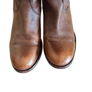 Frye Melissa Button Back Zipper Brown Leather Riding Boots, size 6 thumbnail 8