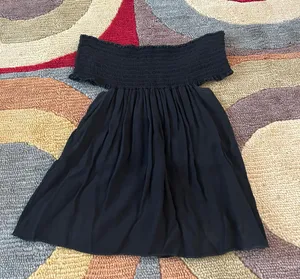 Brandy Melville Off The Shoulder Strapless Smocked Flowy Top Black One Size thumbnail 1