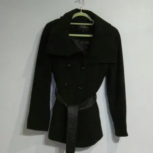 Cole Haan Chocolate Pea Coat Jacket Sz 10 thumbnail 2