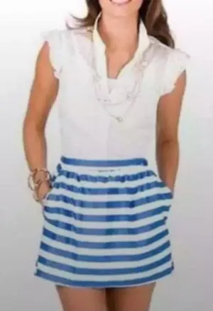 Lilly Pulitzer Blue Stripe Mimosa Skirt Size‎ Medium thumbnail 1