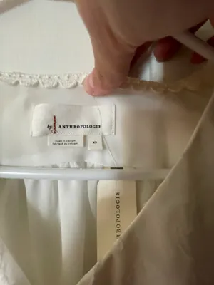 Anthropologie White Long Sleeve Blouse thumbnail 3
