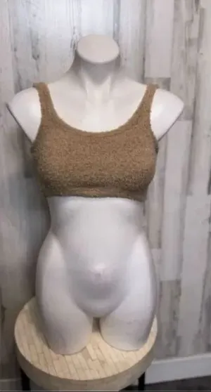 If It Were Me Teddy Lounge Set XS | Fuzzy Bralette & Wide Leg Pants | Cozy Tan T thumbnail 1