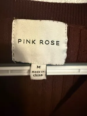 Pink Rose Burgundy Ribbed Cutout Long-Sleeve Maxi Dress Size Medium thumbnail 2