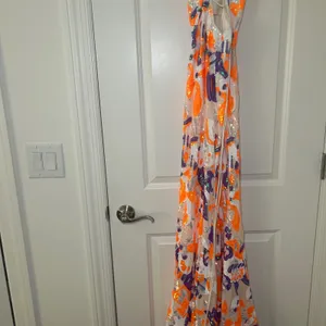 Jovani 26129 Fitted Long Formal Prom Dress Orange Purple White Sequins formal thumbnail 9