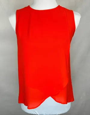 Zara Woman Tank Top Sz XS Red Faux Wrap Sleeveless thumbnail 1