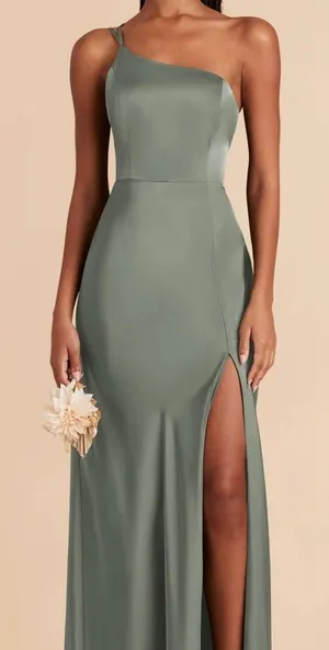 Birdy Grey‎ Kensie Matte Satin One Shoulder Dress Sz XS Sea Glass Bridesmaid NEW thumbnail 1
