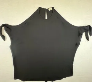 Wilfred Top Sz M Black Halter Cold Shoulder Knot Back Keyhole thumbnail 1
